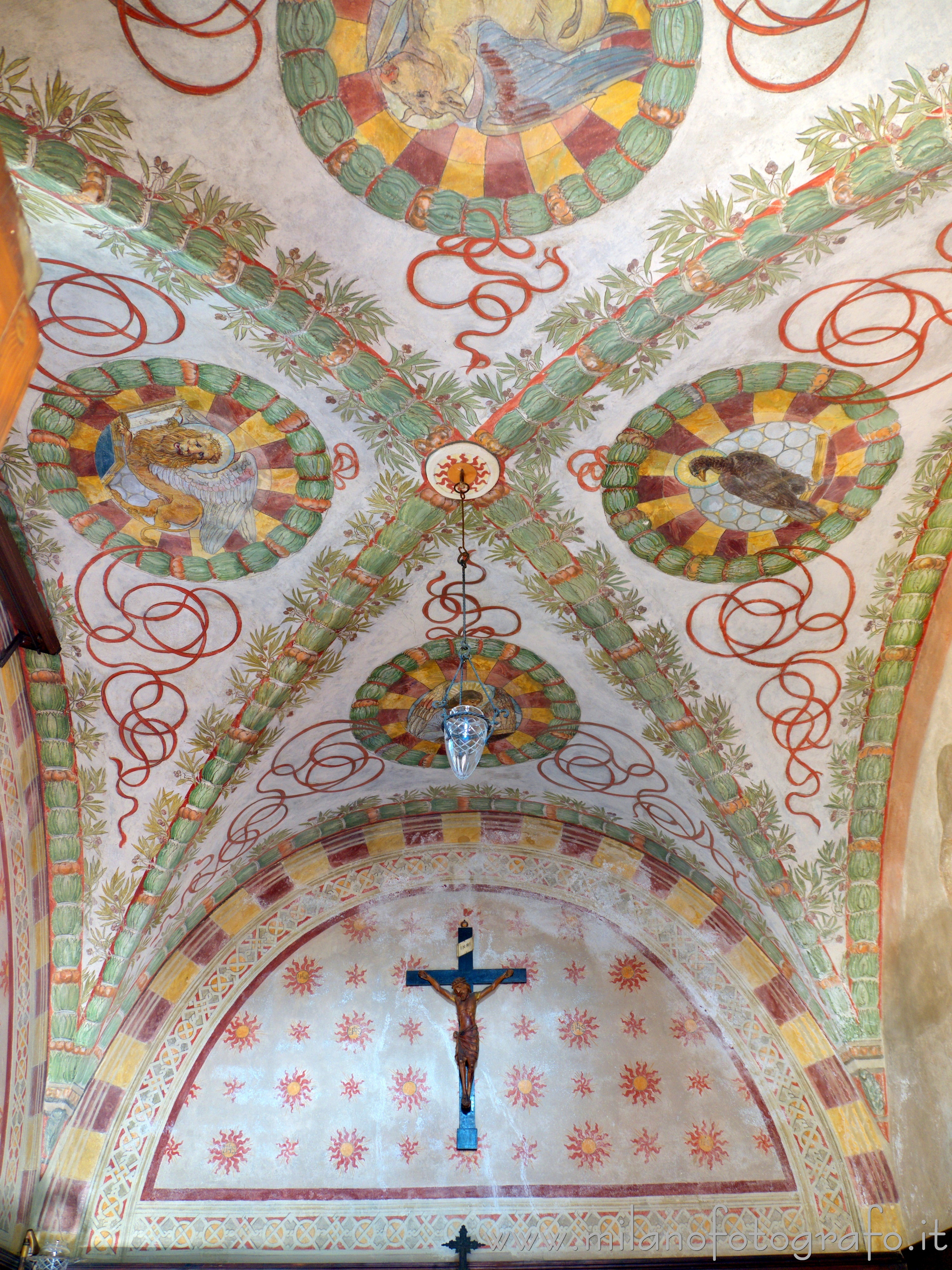 Milan (Italy) - Ceiling covered with frescoes of the private chapel of Villa Mirabello